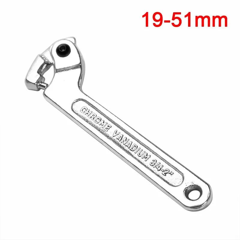 Adjustable Hook Wrench Nuts Bolts Universal C Shape Spanner Tool Screw Nuts Driver Flat Round Ends Heavy Duty Repair Hand Tool [HTO]