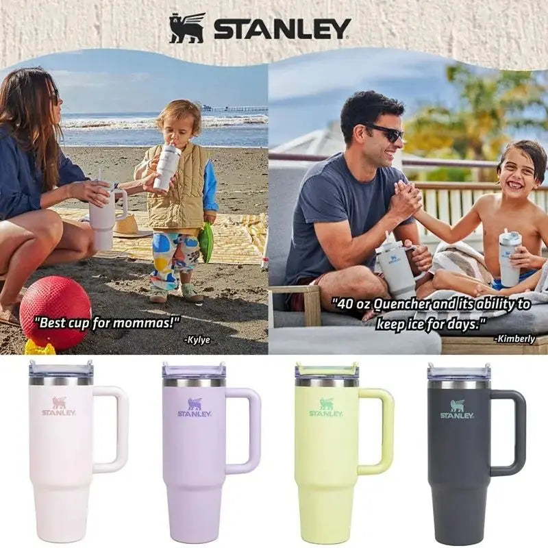 Stanley Quencher Cup 40oz Water Bottle Termos Drinkware Tumbler Mug Coffee Original Thermo Thermos Thermal Vacuum Flask Portable [MUG]