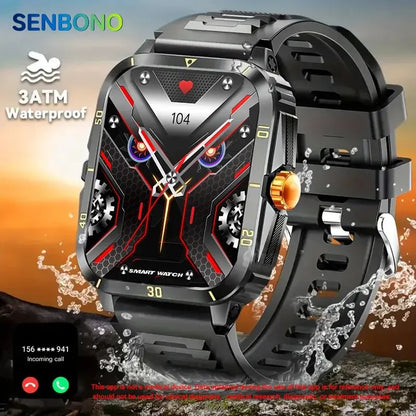 SENBONO Military Smart Watch Men IP68 3ATM Waterproof Outdoor Sports Fitness Tracker 24H Health Monitor Smartwatch Men 430mAh [SWH]