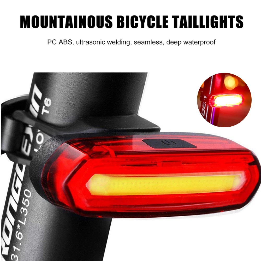 Bike Tail Light LED Bike Front Rear Light Bicycle Waterproof USB Rechargeable Mountain Riding Cycling Tail Lamp Bicycle Light [CYC]