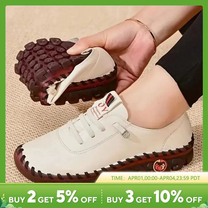 Women Vulcanized Shoes Pu Leather Casual Shoes Soft Comfortable Flat Shoes [SHO]