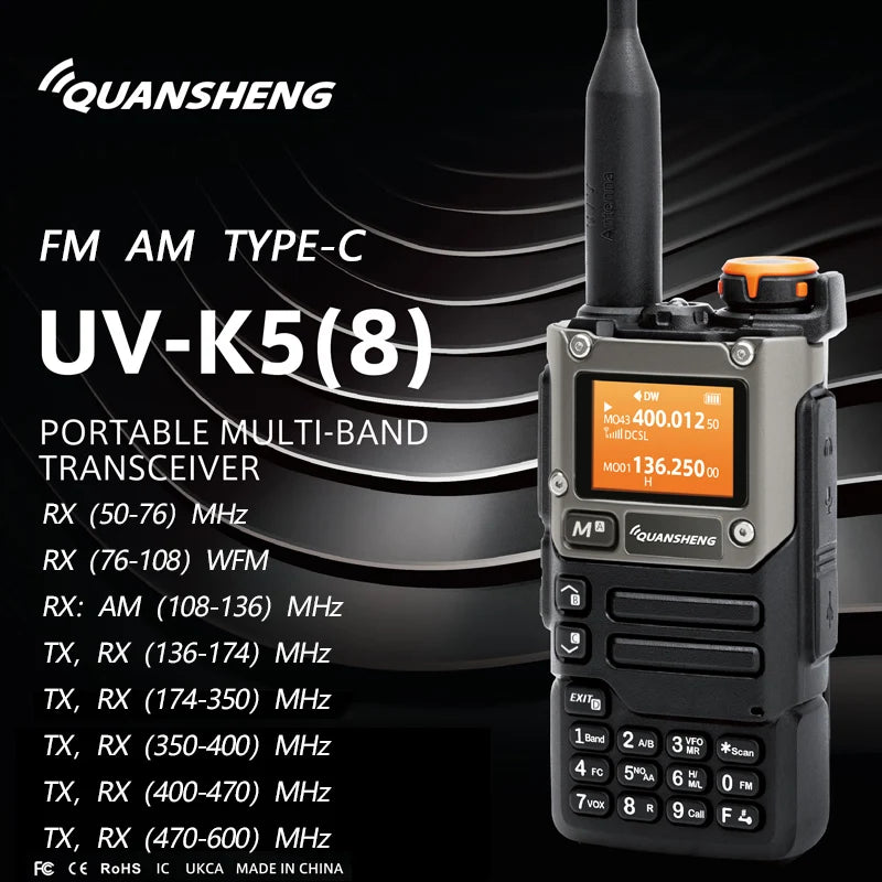 Quansheng UV K5 (8) Walkie Talkie Portable Am Fm Two Way Radio Commutator Station Amateur Ham Wireless Set Long Range Receiver [TEL]