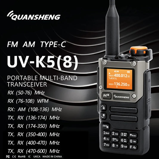 Quansheng UV K5 (8) Walkie Talkie Portable Am Fm Two Way Radio Commutator Station Amateur Ham Wireless Set Long Range Receiver [TEL]