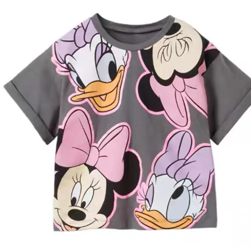 Teen Girls Minnie Printing Tees Summer Casual Loose Costume Brand Crew Neck Tops 2 3 4 5 6Kids New Fashion Cute Cartoon T-shirt [TSH]