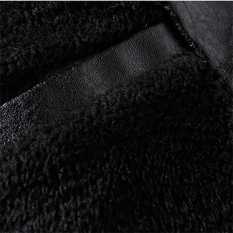 Men's Leather Jacket Men's Winter Fleece Men's Stand Collar Biker Casual Windproof Slim Fit Jacket Fleece Leather Jacket [MEN]