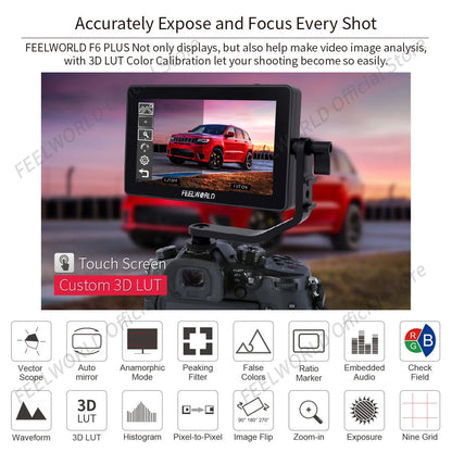 FEELWORLD F6 PLUS V2 6 Inch Camera DSLR Field Monitor 3D LUT Touch Screen IPS FHD 1920x1080 Video Focus Assist Support 4K HDMI [PHO]