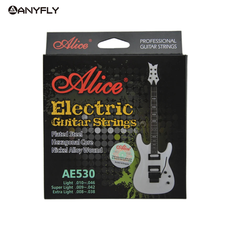 Original ALICE AE530 Electric Guitar Strings 1st-6th Light Super Light Extra Light Nickel Alloy Wound Full Set Hexagonal Core [SPT]