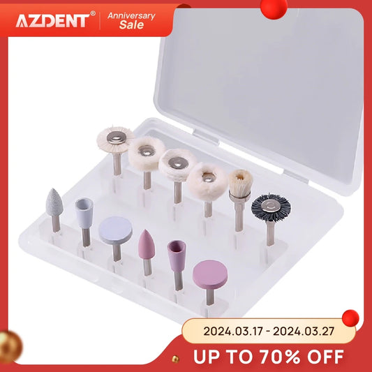 AZDENT 12PCS/Box Dental Composite Polishing Kit RA 2.35mm Polisher for Low-Speed Handpiece Porcelain Natural Teeth Nail Polishing [DEN]