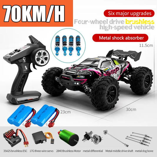 Rc Car Off Road 4x4 High Speed 70KM/H Remote Control Car with LED Headlight Brushless 4WD 1/16 Monster Truck Toys for Boys Gift [TOYS]