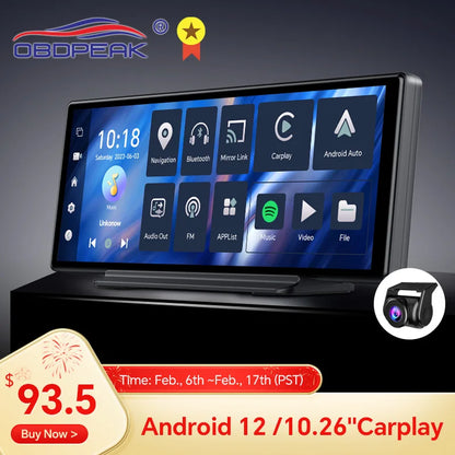 T30 10.26 AI Screen Dash Cam Android 12 System Carplay Android AUTO 5G WIFI GPS Navigation Rearview Mirror Camera Video Recorder [CAR]