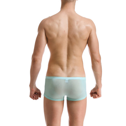 CLEVER-MENMODE Soft Sexy Super Thin Mens Underwear Ice Silk Boxers Shorts Transparent Low-rise Trunks Cueca Homme Panties [GRM] [UND]