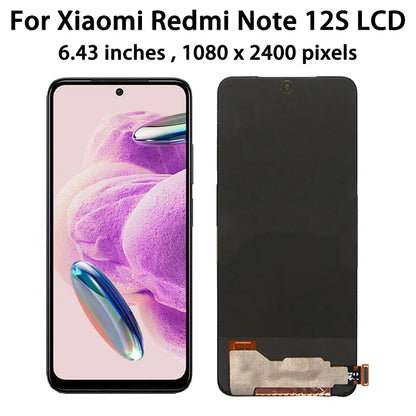 6.43'' AMOLED for Xiaomi Redmi Note 12S 2303CRA44A Lcd Display Digital Touch Screen with Frame for Redmi Note 12s Replacement [MOB]