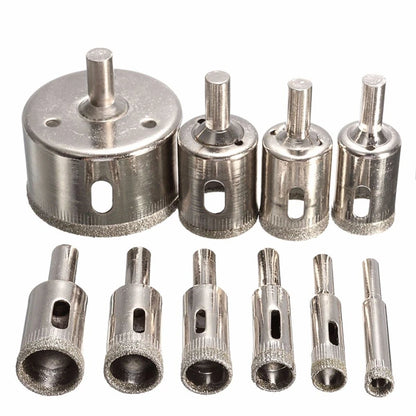 10/15pcs Set Tile drill bit Set Diamond Coated  Tile Marble Glass Ceramic Hole Saw Drilling Bits Power Tools Accessories [TPT]