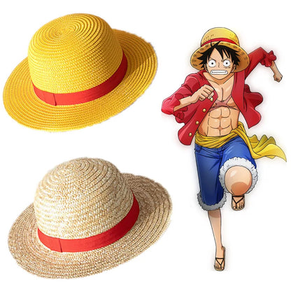 Anime One Piece Monkey D Luffy Cosplay Straw Hat Adult Unisex Weaving Summer Sun Cap Shanks Pirates Caps Halloween Prop Gift [COS]