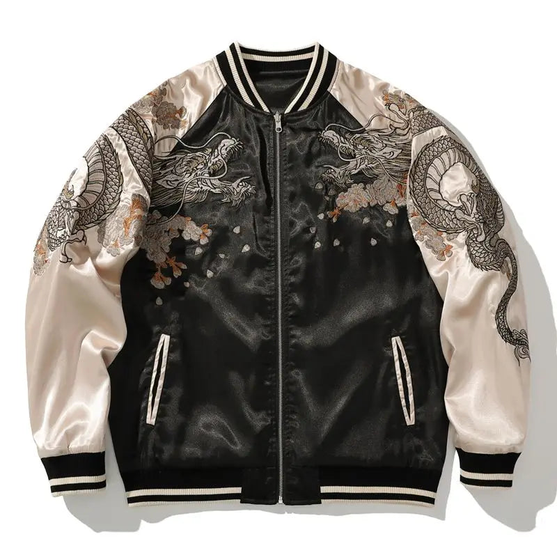 Spring and Autumn Embroidered  Jacket Dragon Animal Men's Baseball Uniform Embroidered Contrast Color Casual Couple Clothes [MEN]