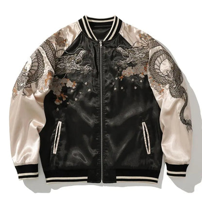 Spring and Autumn Embroidered  Jacket Dragon Animal Men's Baseball Uniform Embroidered Contrast Color Casual Couple Clothes [MEN]