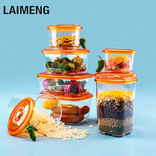 LAIMENG Vacuum Container Plastic Food Storage Container With Lid Damp Proof Large Capacity Kitchen Box for Vacuum Sealer S250 [HAP]