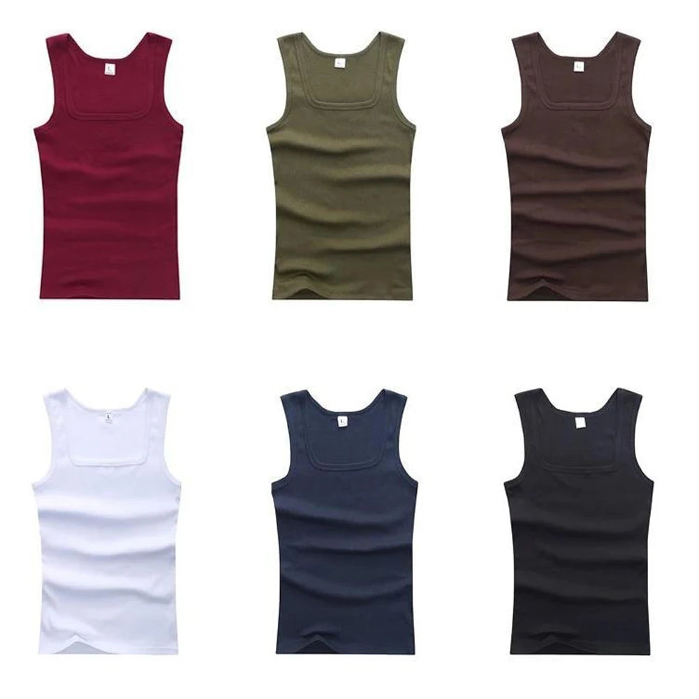 100% Cotton Mens Oversized T-shirt Sleeveless Tank Top Solid Color Fitness Men Muscle Vests Bodybuilding T Shirt For Men Tees [TSH]