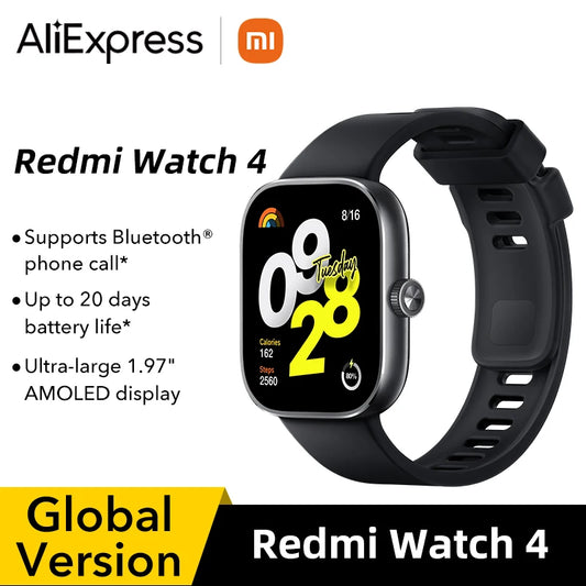 In Stock Global Version Redmi Watch 4 Smart Watch Ultra Large 1.97'' AMOLED Display 20 Days Battery Life Support 5-system GNSS [SWH]