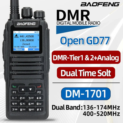 Baofeng DMR DM 1701 Digital Walkie Talkie Dual Mode Analog Two Way Radio Open GD77 Dual Time Slot Tier 1+2 Ham Radio DR 1801 [TEL]