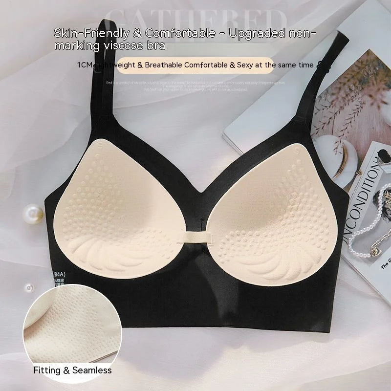 UBAU Summer thin sexy U-shaped back lingerie female inner wear undershirt without trace backless triangle cup polymerization bra [UND]