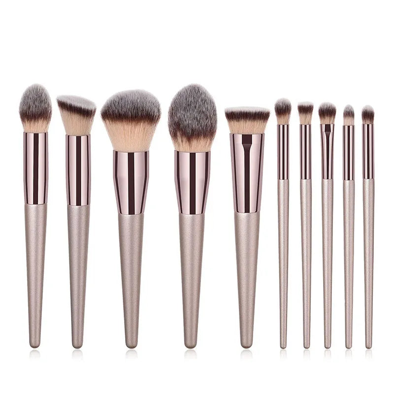 Hot Champagne Makeup Brushes Set for Women Cosmetic Foundation Powder Blush Eyeshadow Kabuki Blending Make Up Brush Beauty Tools [CSM]