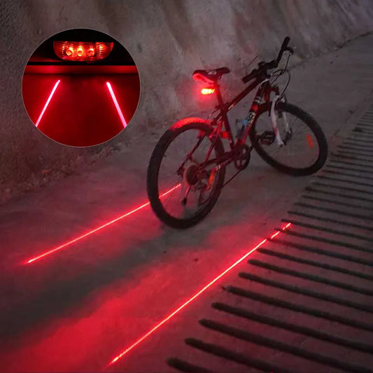 Bicycle Bike LED Lights  2 Lasers 5 LED Waterproof Cycling Taillight Safety Warning Taillight MTB Bike Rear Tail Lights [CYC]