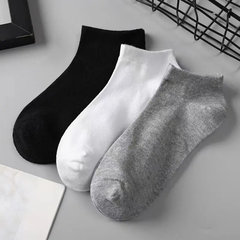 5 Pairs Unisex Socks Low Cut Breathable Business Boat Sock Solid Color Comfortable Ankle Casual White Black Summer Men Business [SOX]