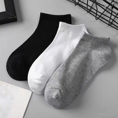 5 Pairs Unisex Socks Low Cut Breathable Business Boat Sock Solid Color Comfortable Ankle Casual White Black Summer Men Business [SOX]