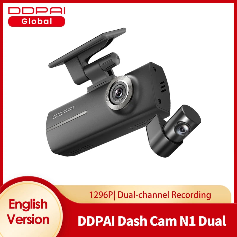 DDPAI Dash Cam  N1 Dual Front & Rear Recording NightVIS 1296P Dash Cam Recorder [CAR]