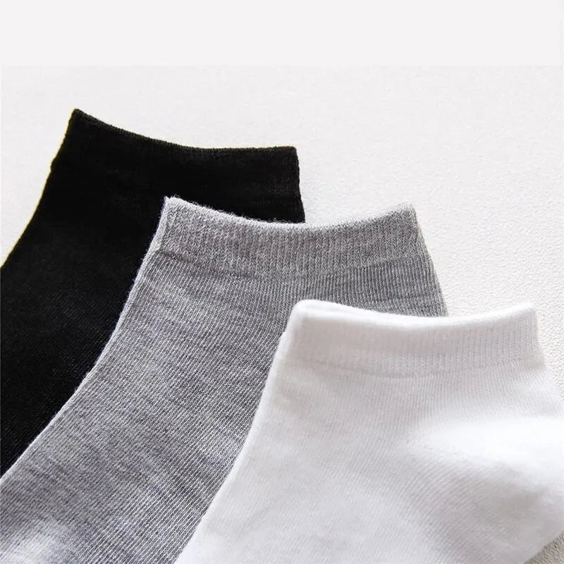 10 Pairs Men's Polyester Boat Socks New Style Black White Grey Business Men Stockings Soft Breathable Summer for Male [SOX]