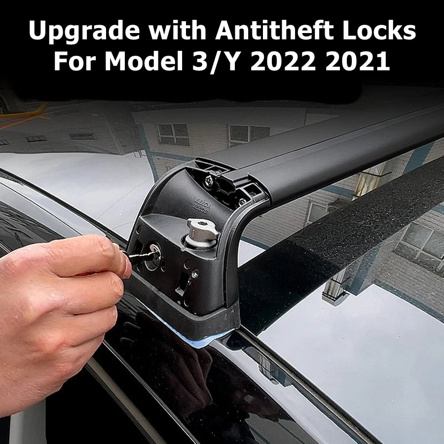 Upgrade Roof Rack Cross Bars with Antitheft Locks for Tesla Model Y Model 3 2023 Aluminum Cargo Carriers Rooftop Crossbar Holder [CAR]