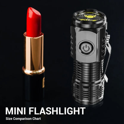 Super Bright Mini 3LED Flashlight With Pen Clip And Tail Magnet, Builtin Battery USB Charge Outdoor Portable Torch Emergency Lamp [MAG]