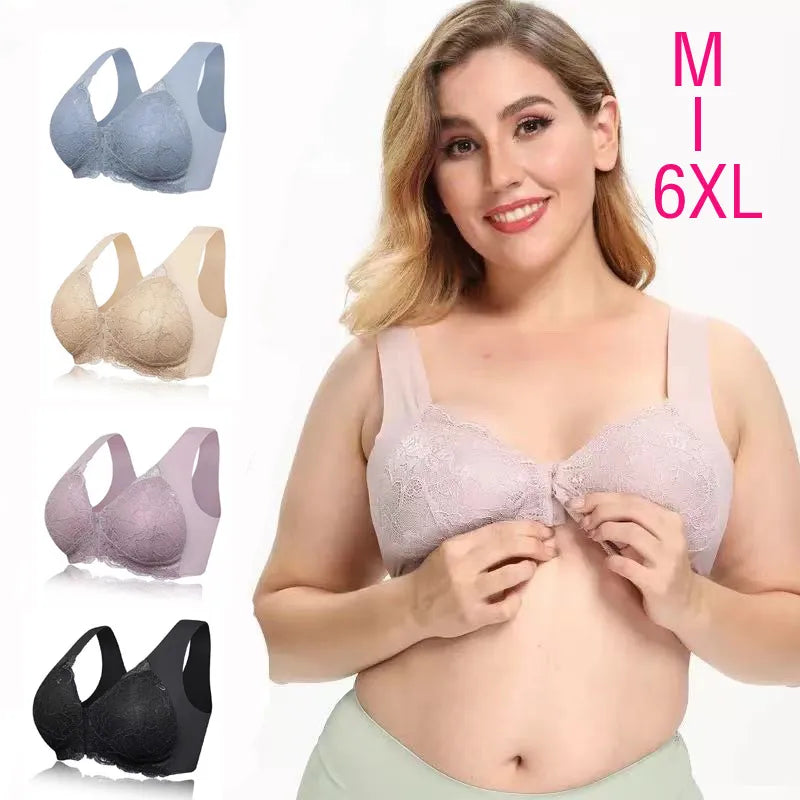 Sexy Underwear Women Push Up Bras For Women Plus Size Seamless Lace Bra Front Closure Wireless Gather Brassiere Bralette [GRM] [UND]