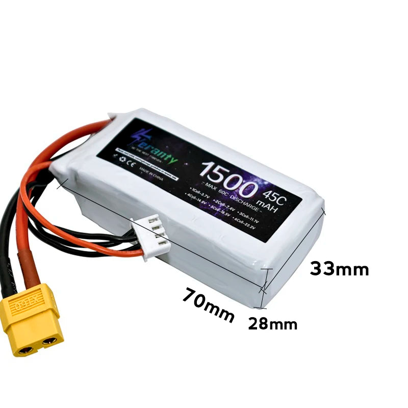 TERANTY 3s 45C 11.1V 1500mah Lipo Battery for RC Car Airplane Boat Quadcopter Spare Parts upgrade 11.1v Drones battery 1Pcs [BAT]