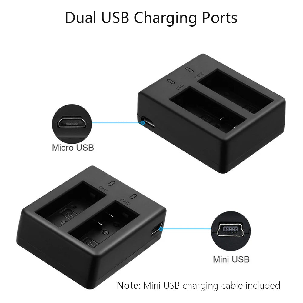 1350mAh PG1050 SJ4000 PG900 battery + USB Dual charger For SJCAM SJ5000 SJ6000 SJ8000 M10 EKEN 4K H8 H9 GIT-LB101 batteries [BAT]