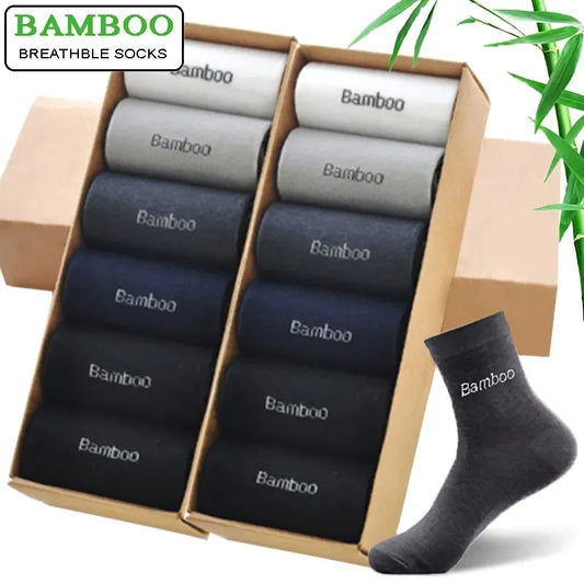 10Pairs/Lot Men Bamboo Socks Brand Comfortable Breathable Casual Business Men's Crew Socks High Quality Guarantee Sox Male Gift [SOX]