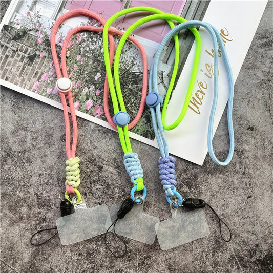 Pendant for Mobile Case Lanyard Adjustable Neck Strap Contrast Color Rope Necklace Handmade Telephone Accessory Premium Keychain [MOB]