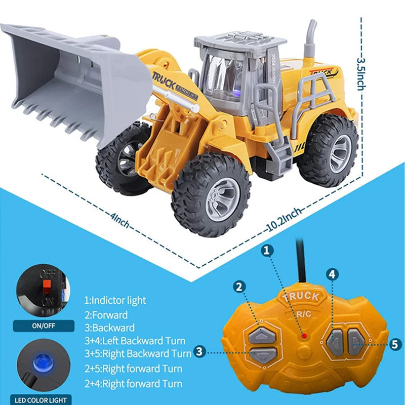 Rc Car Toys Truck 1:30 Wheel Shovel Loader 6CH 4WD Metal Remote Control Bulldozer Construction Vehicles For Boys Hobby Toy Gifts [TOYS]