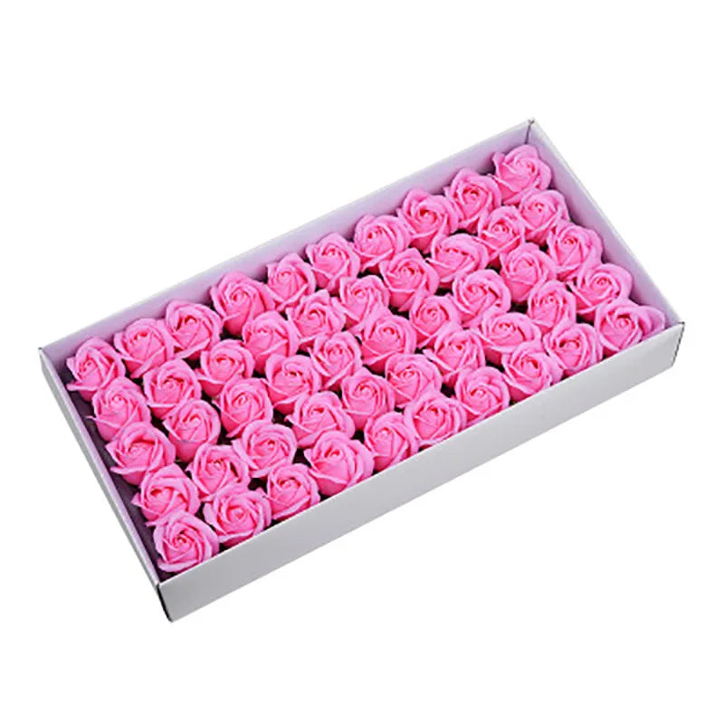 50Pcs/set Dia 5cm Bath Body Flower Floral Soap Rose Flower Head Artificial Flowers Home Decor For Wedding Valentine's Day Gifts [FLW]