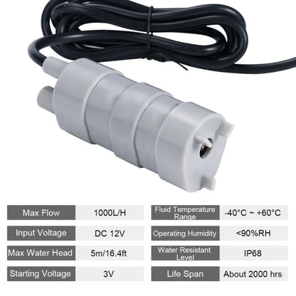 DC 12V Submersible Water Pump 1000L/H 5M High Flow Three-wire Water Pump For Motorhome Camper Pond Aquarium [PUM]