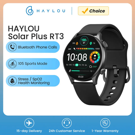 HAYLOU Solar Plus RT3 Smart Watch Bluetooth Phone Call 1.43"AMOLED Display Smartwatch Health Monitor IP68 Waterproof Sport Watch [SWH]