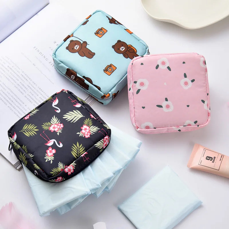 Sanitary Napkin Storage Bag Portable Cosmetic Lipstick Storage Bag Travel Earphone Coin Organizer Pouch Bags Cute Girl Bags Gift [CSM]