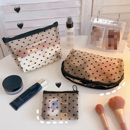 New Mesh Transparent Cosmetic Bags Small Large Clear Black Makeup Bag Portable Travel Toiletry Organizer Lipstick Storage Pouch [CSM]