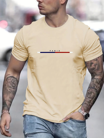 Men's 100 Cotton Paris Short Sleeve T-shirt Top Loose Tshirt [TSH]