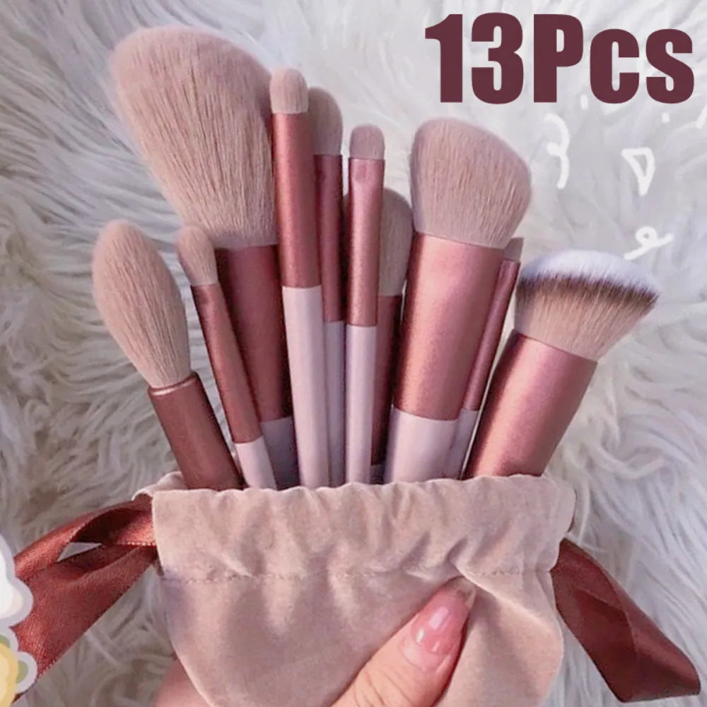 13pcs Makeup Brushes Cosmetic Full Set 3 Colors Soft Hair Female Make Up Tools Foundation Brush Eyeshadow Complete Kit [CSM]