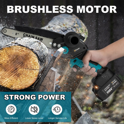 8 Inch Brushless Electric Saw With Oil Can Cordless Handheld Pruning Chainsaw Woodworking Logging Saw Branch Cutting Power Tools [TOL]