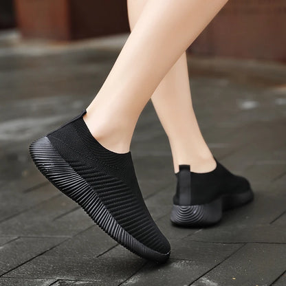 Women Vulcanized Shoes High Quality Women Sneakers Slip On Flats Shoes Women Loafers Plus Size 42 Walking Flat [SHO]