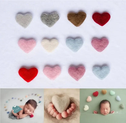 Newborn Photography Props Heart Wool  DIY  Photography Props Accessories  Photography Baby Studio Felt Love Heart  5pcs/set [PHO]