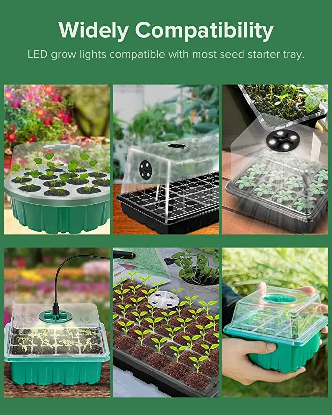 Seed Starter Grow Light Greenhouse Germination LED Grow Light Tray Seedling Pot Seedling Tray Planter Full Spectrum Grow Light [GAR]